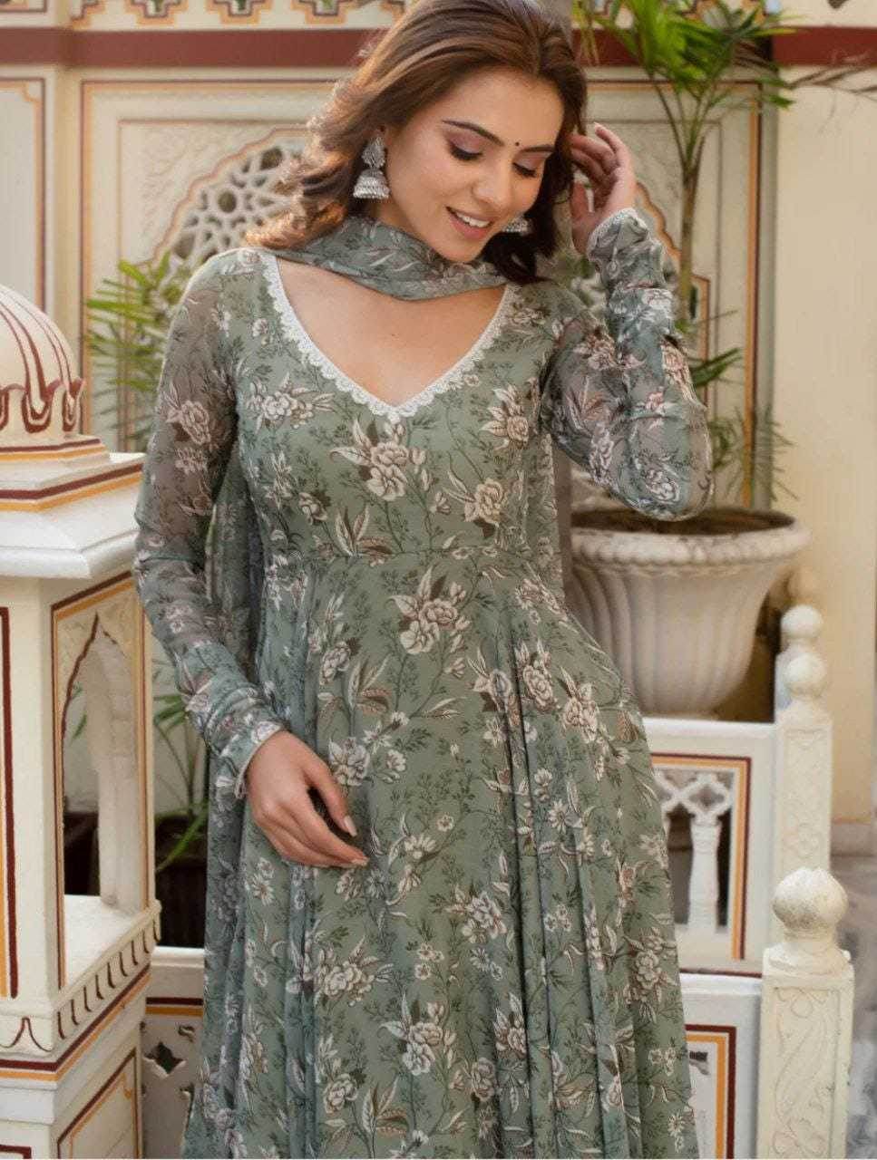 Georgette Printed Party Gowns - MYLUXURY LANE ENTERPRISE